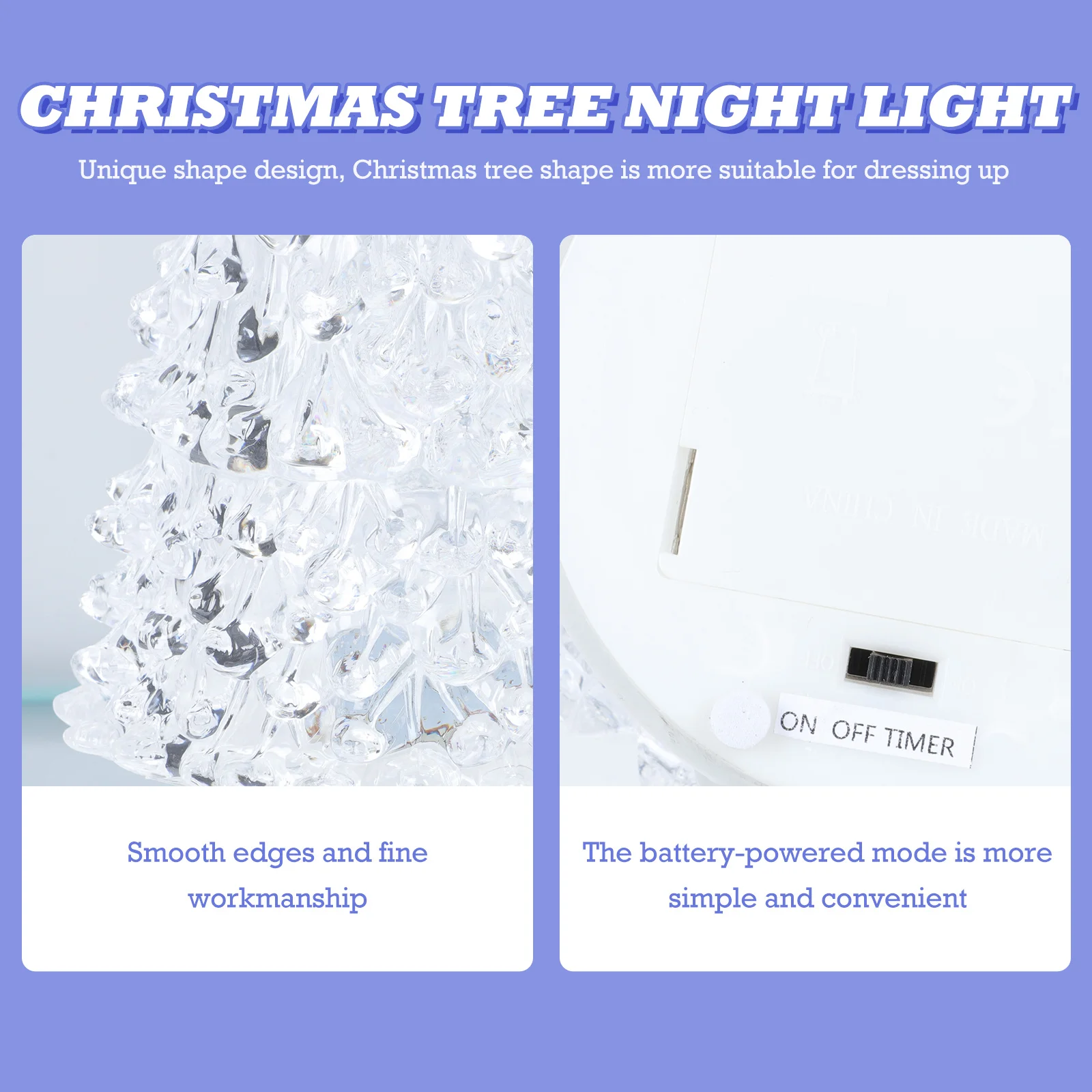 1Pcs LED Christmas Tree Modeling Night Lamp Acrylic Desktop Bedside Table Light Colorful Xmas Decor Night Light