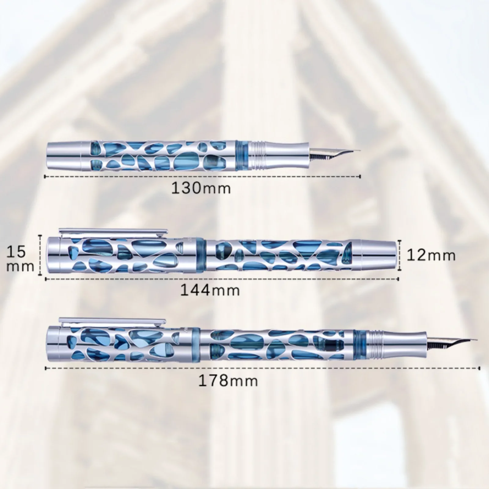 Imagem -06 - Vacuum Filling Fountain Pen com Caixa Escrita Gift Grupo Transparente Acrílico Esqueleto Oco Esculpido ef f m Gota de Água Asvine-v169