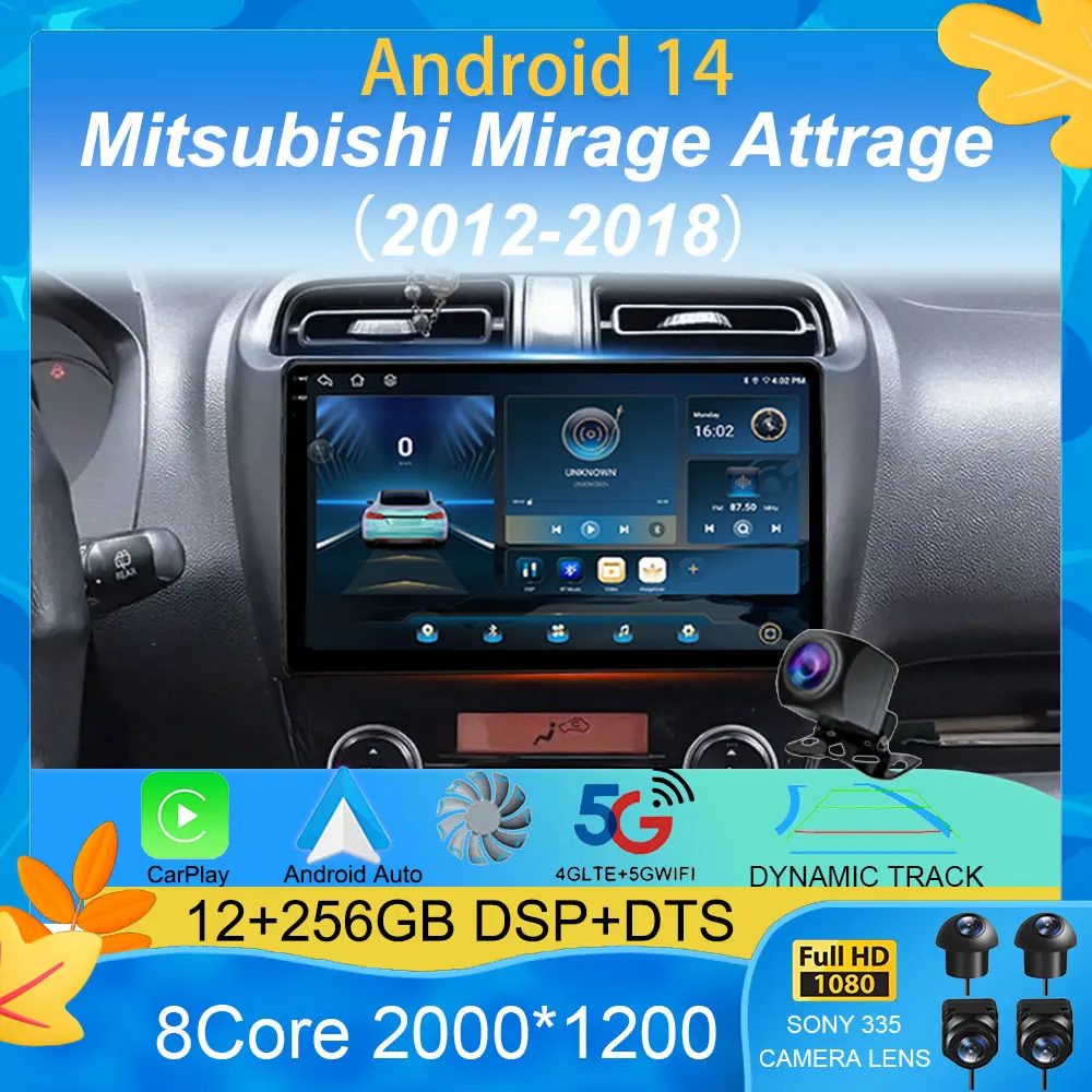 Android 14 Car Radio For Mitsubishi Mirage Attrage 2012-2018 Space Star 2014 Gps Navigation Stereo Multimedia