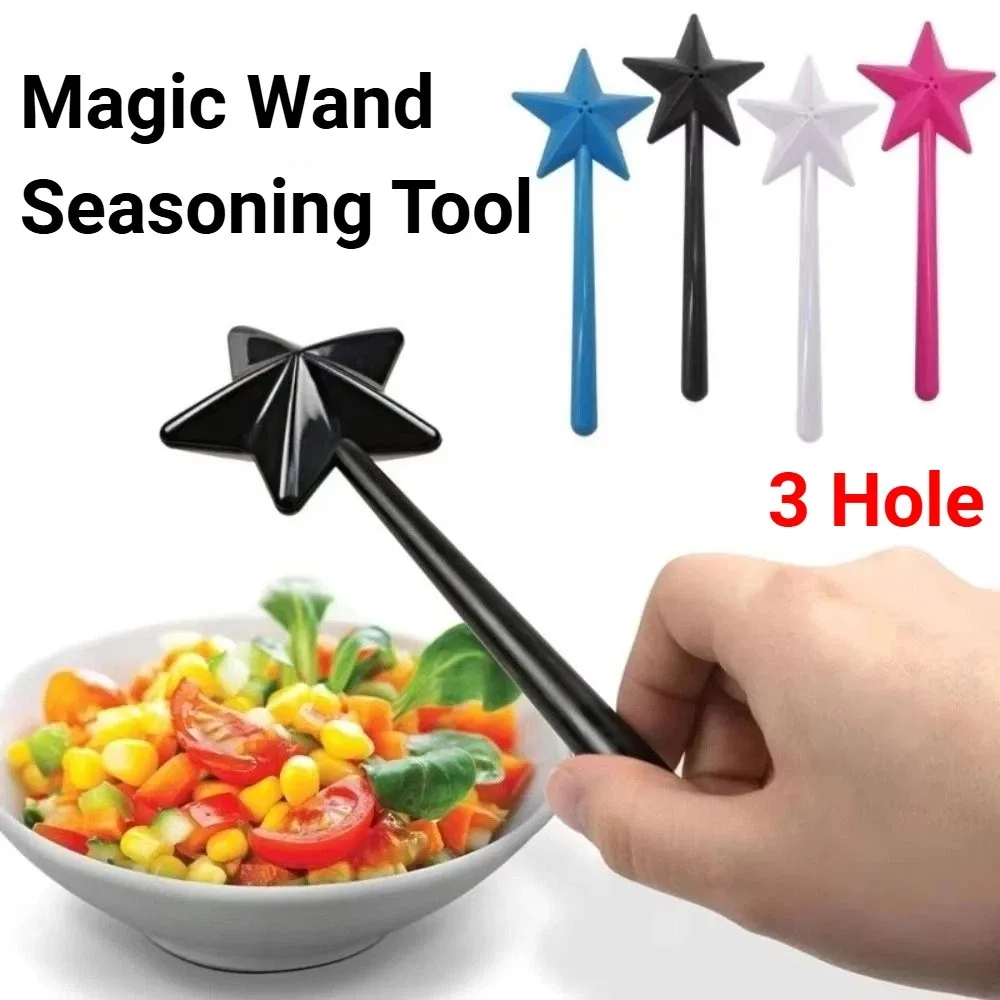 3 Holes Seasoning Magic Wand Pentagram Shape Creative Star Shaped Shake Stick One Hand Operation Refillable