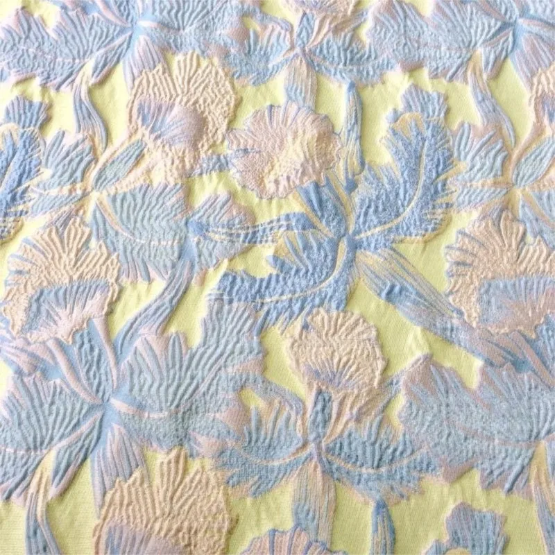 Embossed contrasting color leaf jacquard fabric concave-convex woven for women's clothing bags