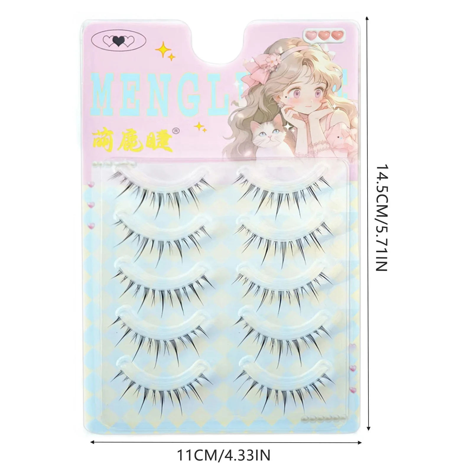 Tiras de pestañas Manga, banda transparente DIY, pestañas finas, Kit de extensión de pestañas de aspecto realista para maquillaje de viaje de fiesta diaria