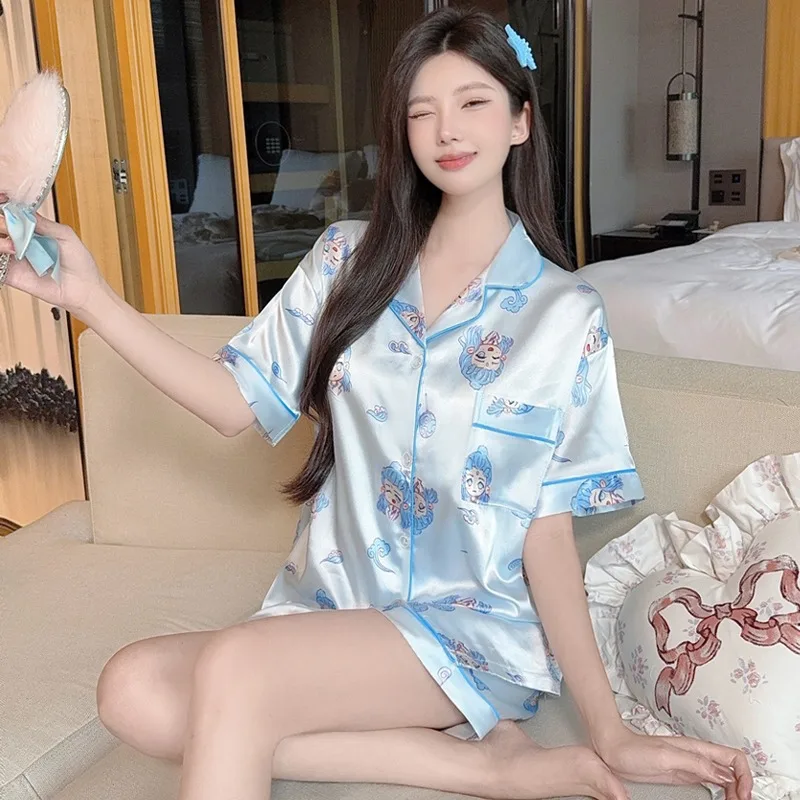 

Cute Pochacco Girls 2Pcs Women Pajamas Suit Cartoon Hello Kitty Kuromi Sanrioed Summer Homewear Anime Short-Sleeved Nightwear