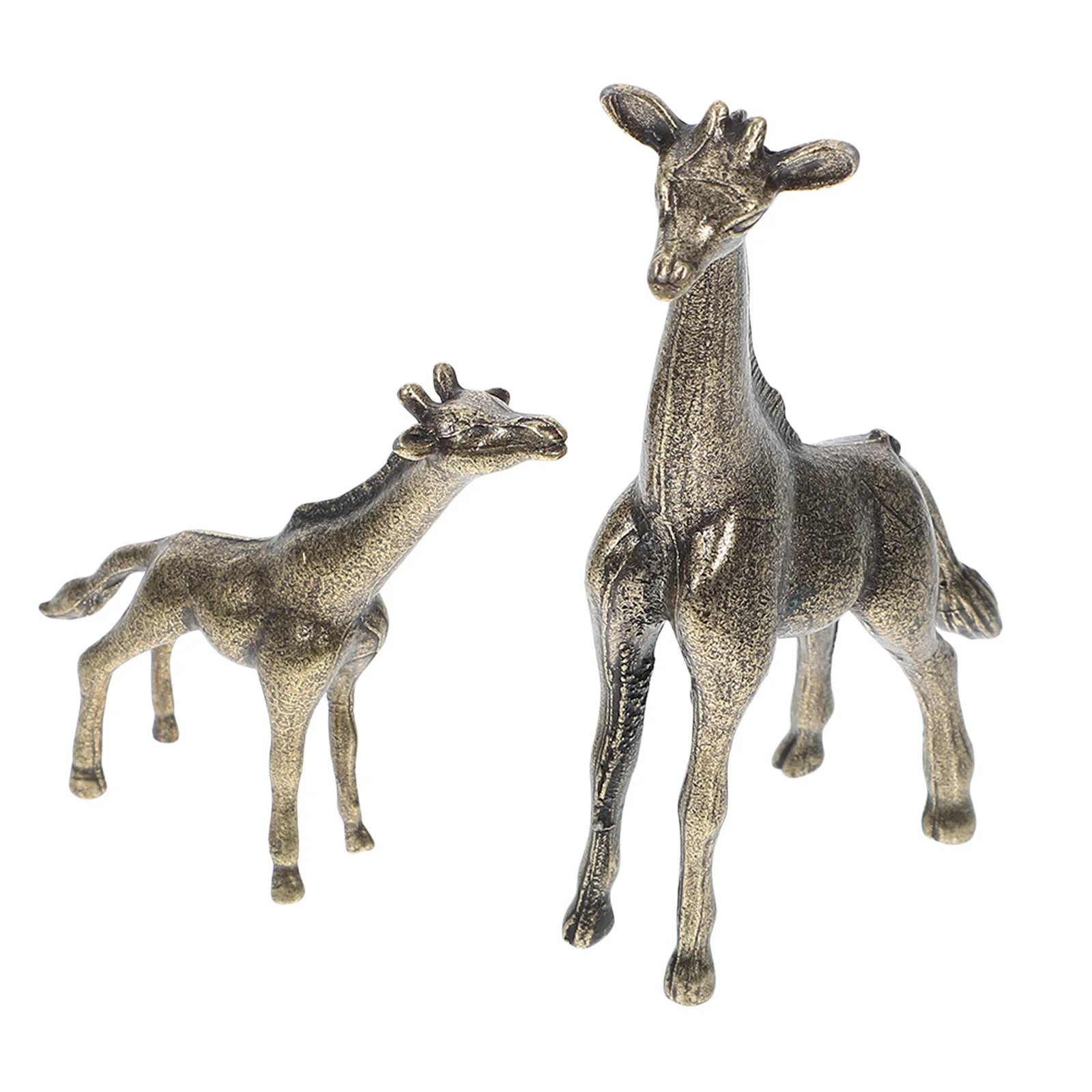 

2Pcs Brass Giraffe Statues Handcrafted Mother and Son Design Home Decor Ornament for Desk Bookshelf Nightstand Living Room