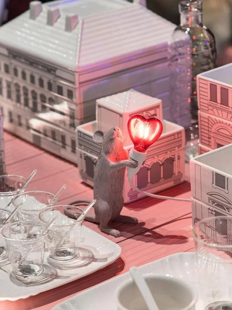 Fantasy Mouse Heart-Shaped Small Night Lamp Bedroom Sleep Lamp Creative Decoration
