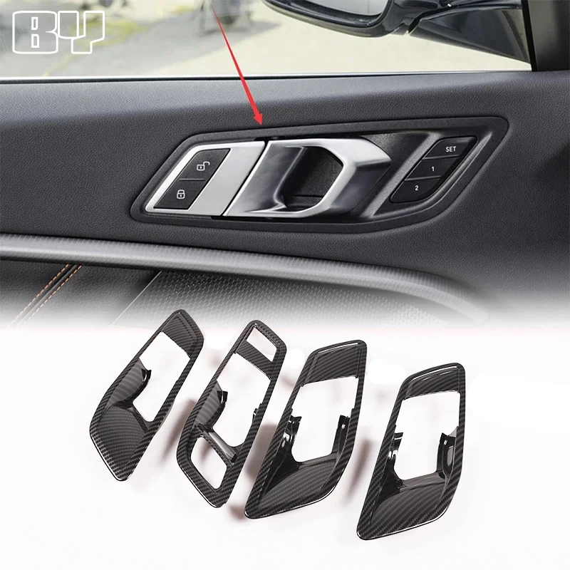 For BMW 1 Series 2 Series F40 F44 2020-2024 ABS Carbon Fiber Inner Door Handle Frame Cover Stickers Trim Car Accessories