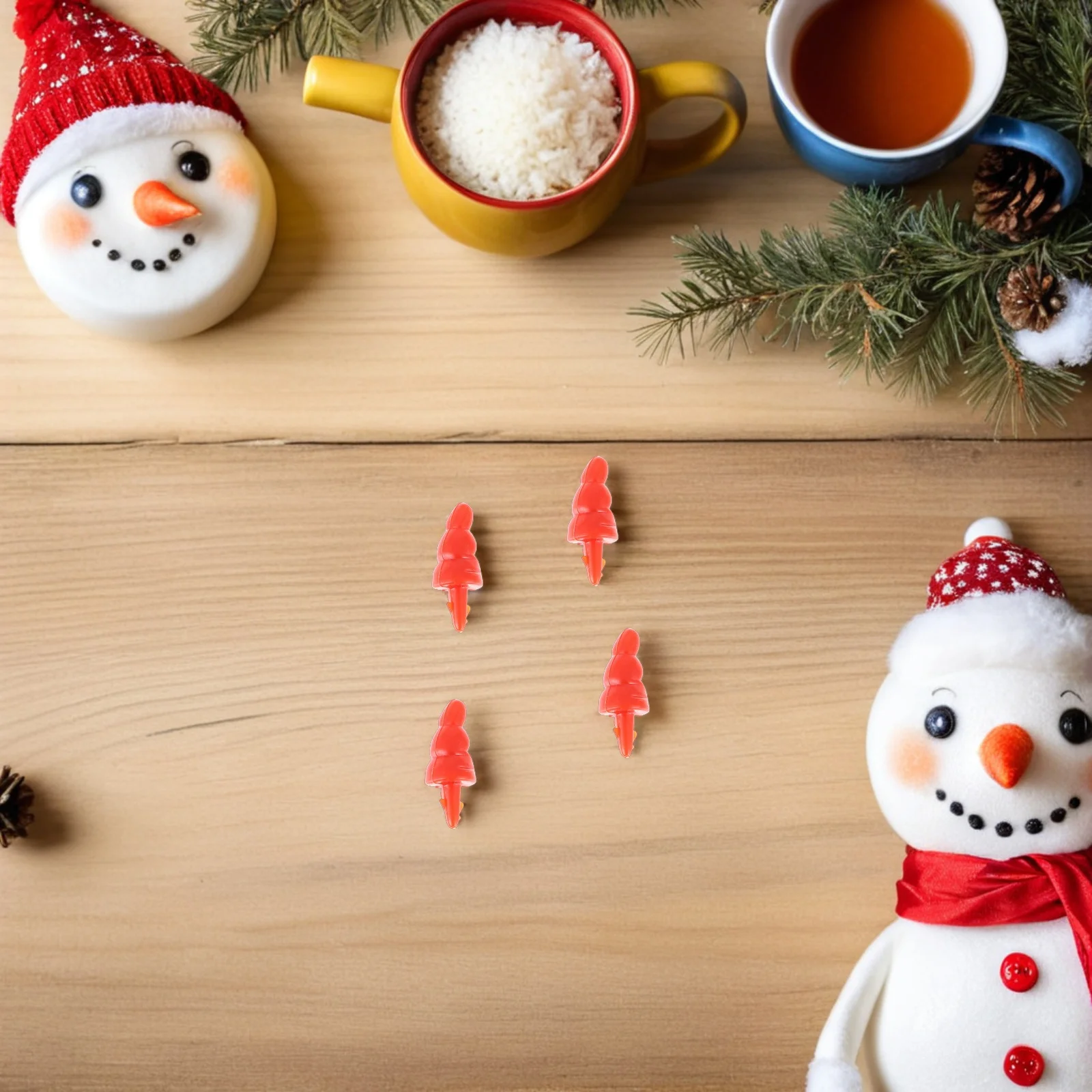

200pcs Christmas Decorations Snowman Noses For Crafts Red Mini Plastic Diy Holiday Accessories Build Your Own Snowman Craft