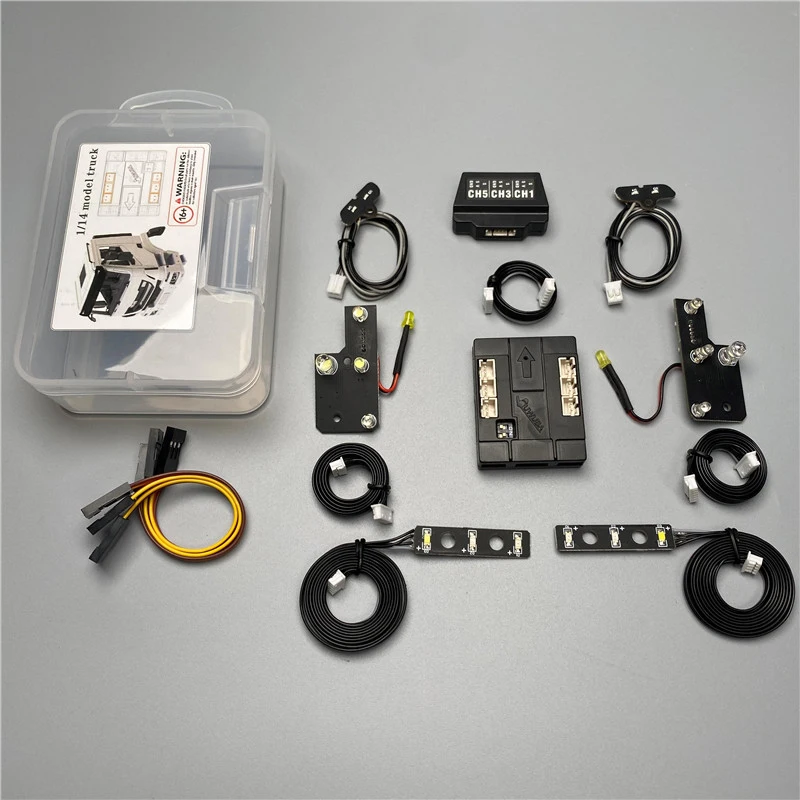 System oświetlenia LED 5V z symulacją świateł przednich i tylnych do modelu ciężarówki wywrotki Iveco 1/14 Tamiya RC, części do samodzielnego montażu.