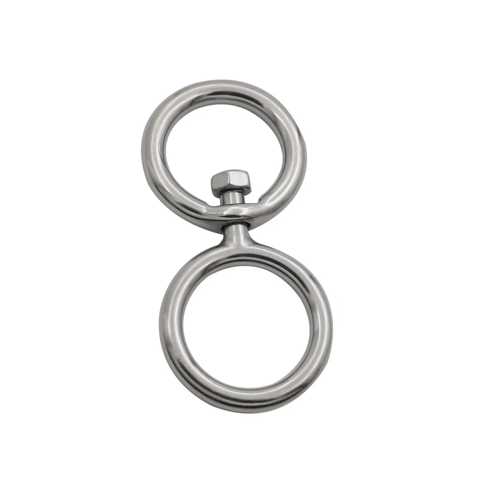 316 Stainless Steel Double Eye Swivel Ring 360 Degree Fishing Gear Carabiner Swivel Hooks for Boat Marine Use