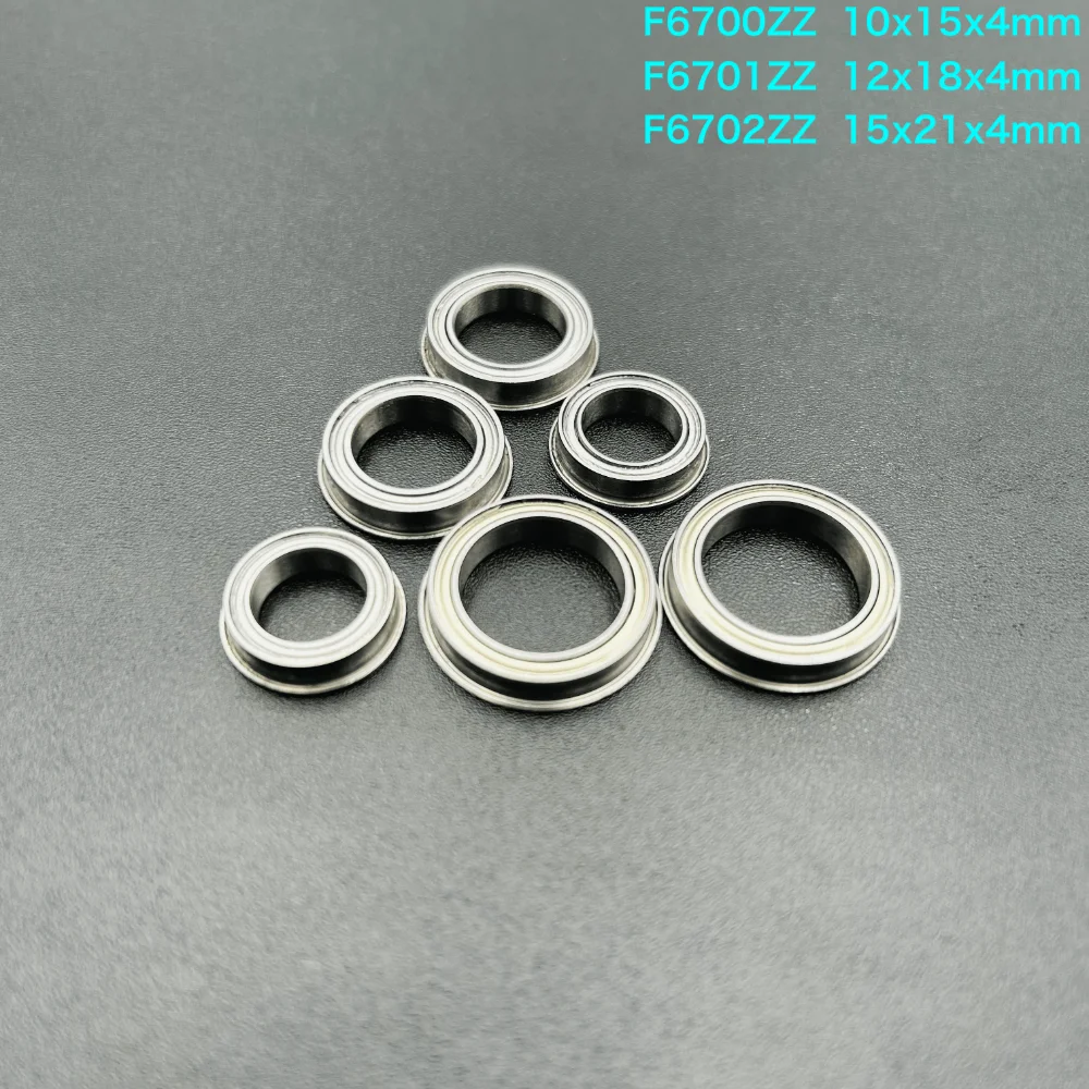 

5/10Pcs/Lot F6700ZZ 10x15x4mm / F6701ZZ 12x18x4mm / F6702ZZ 15x21x4mm Thin Wall Flange Deep Groove Ball Miniature Bearing