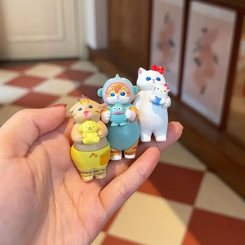 قطط Mofusand ترتدي ملابس شخصيات سانريو تحمل الدمى Kawaii الشكل صندوق أعمى بلدي ميلودي كورومي سينومورول مرحبا كيتي