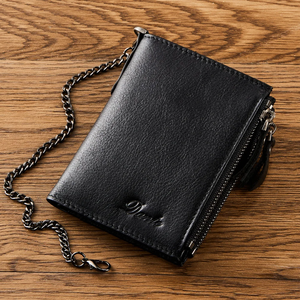 Billeteras de protección Rfid de cuero genuino para hombre, carteras Vintage finas, cortas, multifunción, tarjetero de crédito, bolsa de dinero, novedad de 2023