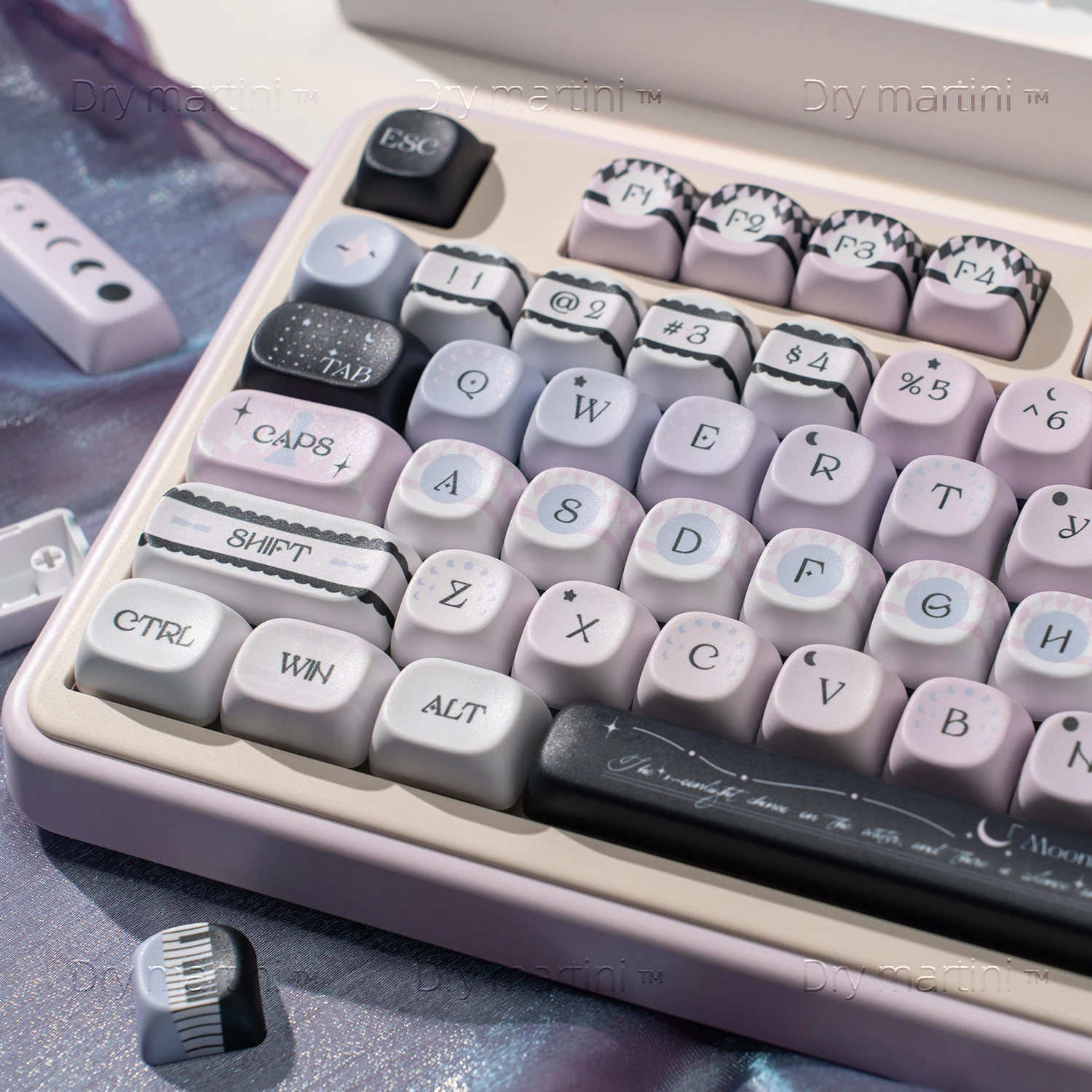 

134 Keys Purple Cute Keycaps Five-sided Sublimation MOA Hi75 Steps From K99 Vgn98 Tarantula F87 Mechanical Keyboard Key Caps