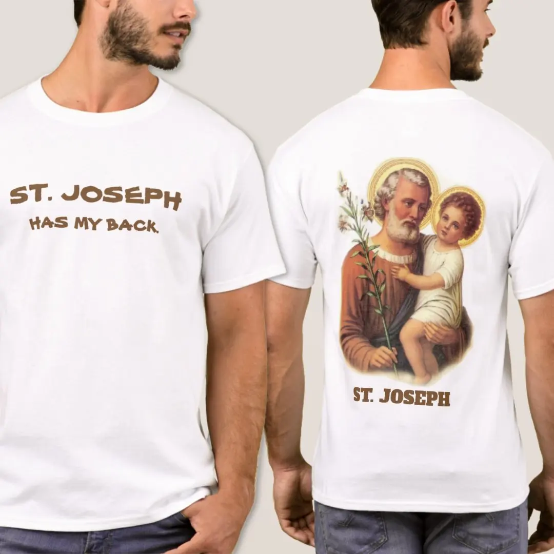 Religious St. Joseph Christian Apostle Catholic T-Shirt 100% Cotton O-Neck Short Sleeve Summer Casual Mens T-shirt Size S-3XL