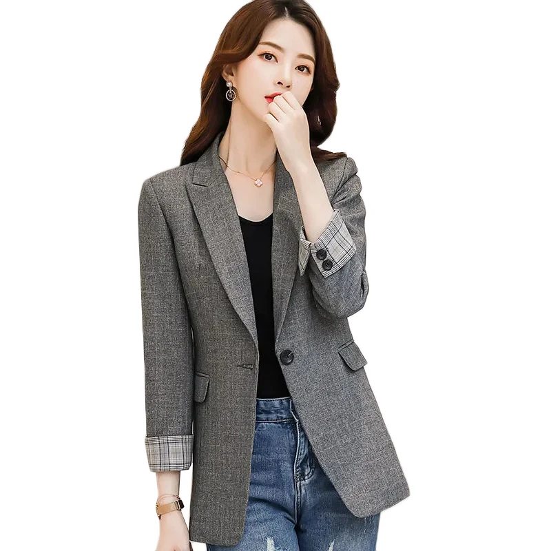 

Spring Autumn Women's Suit Jacket 2023 New Single Button Long Sleeve Blazer Office Lady Outerwear Tops Size S-3XL Women Clothing