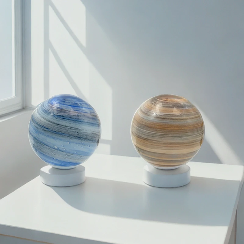 Planet Table Lamp Glass Moon Starry Sky Planet Table Lamp Bedroom Bedside Desktop Ornament Graduation Gift Room Bar Restaurant