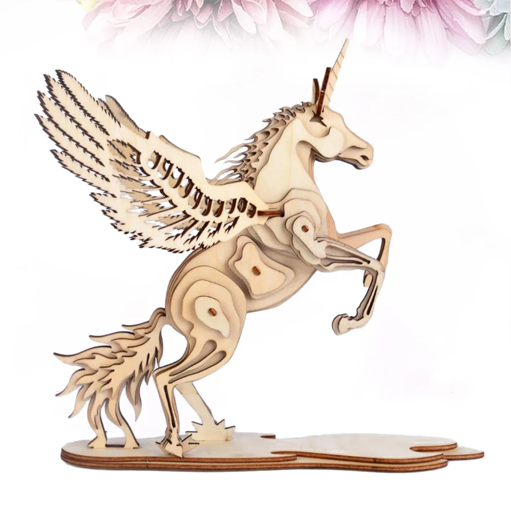 Decorative Puzzle Toy Wooden Puzzles Toys Aldult Unicorn Board for Kids Bamboo Educational DIY Children