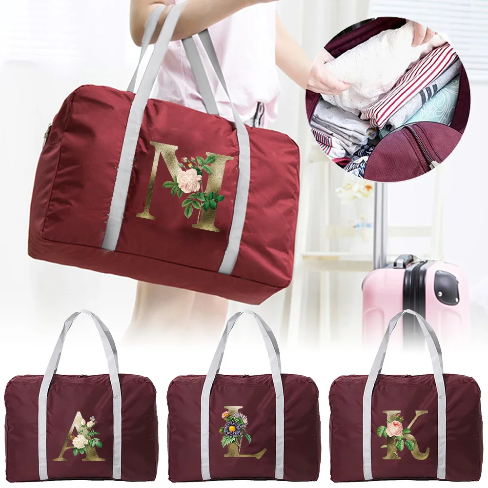 

Travel Handbag Casual Golden Flower Pattern Printing Series Luggage Check-inUnisex Casual Portable Travel Accessories