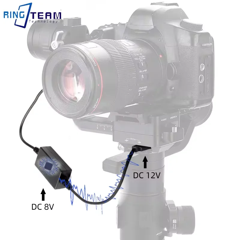 30CM External Power Cord for DJI Ronin Ruying Stabilizer - Flat Port to DC5.5x2.5 Step-Down 8V DC Male Cable