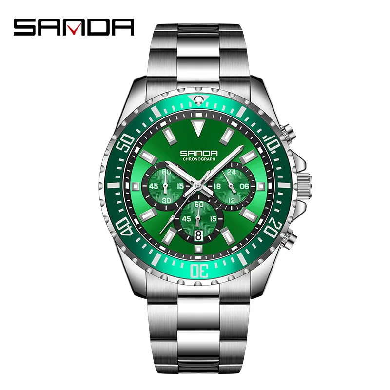 Sanda Brand 5306 New Arrival For Men Full Stainless Steel Strap Japanese Quartz Movement Waterproof Chronograph Business Watches