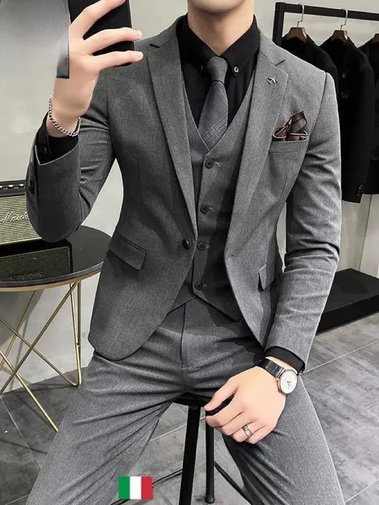 

Casual Wedding Suit Tee-Piece Set for omsmen And New om Busin Formal Wear Polyester Fiber Ultra Slim Fit Youth Sle