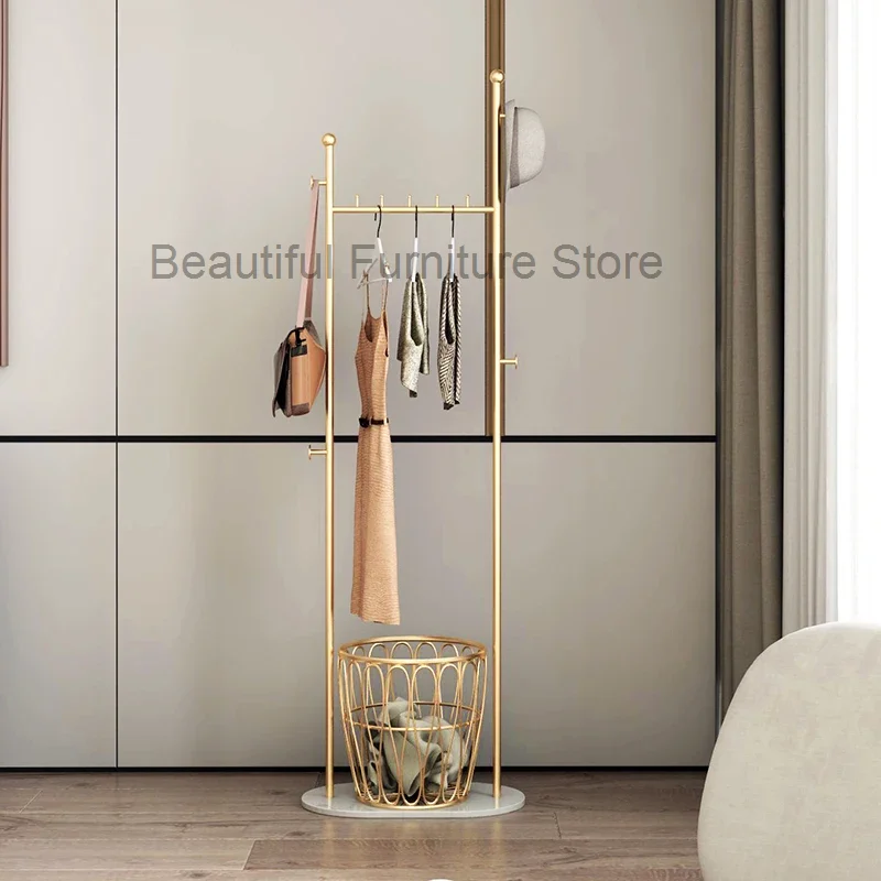 

Hangers Clothes Clothing Rack Stand Coat Wardrobes Laundry Standing Coat Rack Gold Storag Shelf Perchero Pared Library Furniture