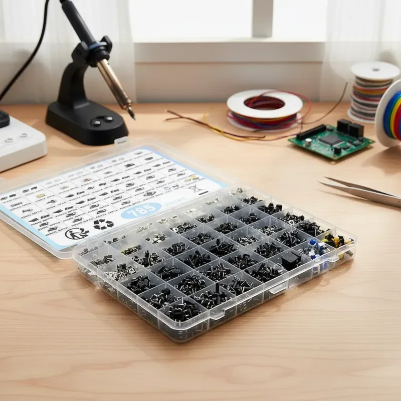 Kit d'assortiment de boutons-poussoirs tactiles SMD DIP 42 valeurs/boîte pour télécommande de voiture
