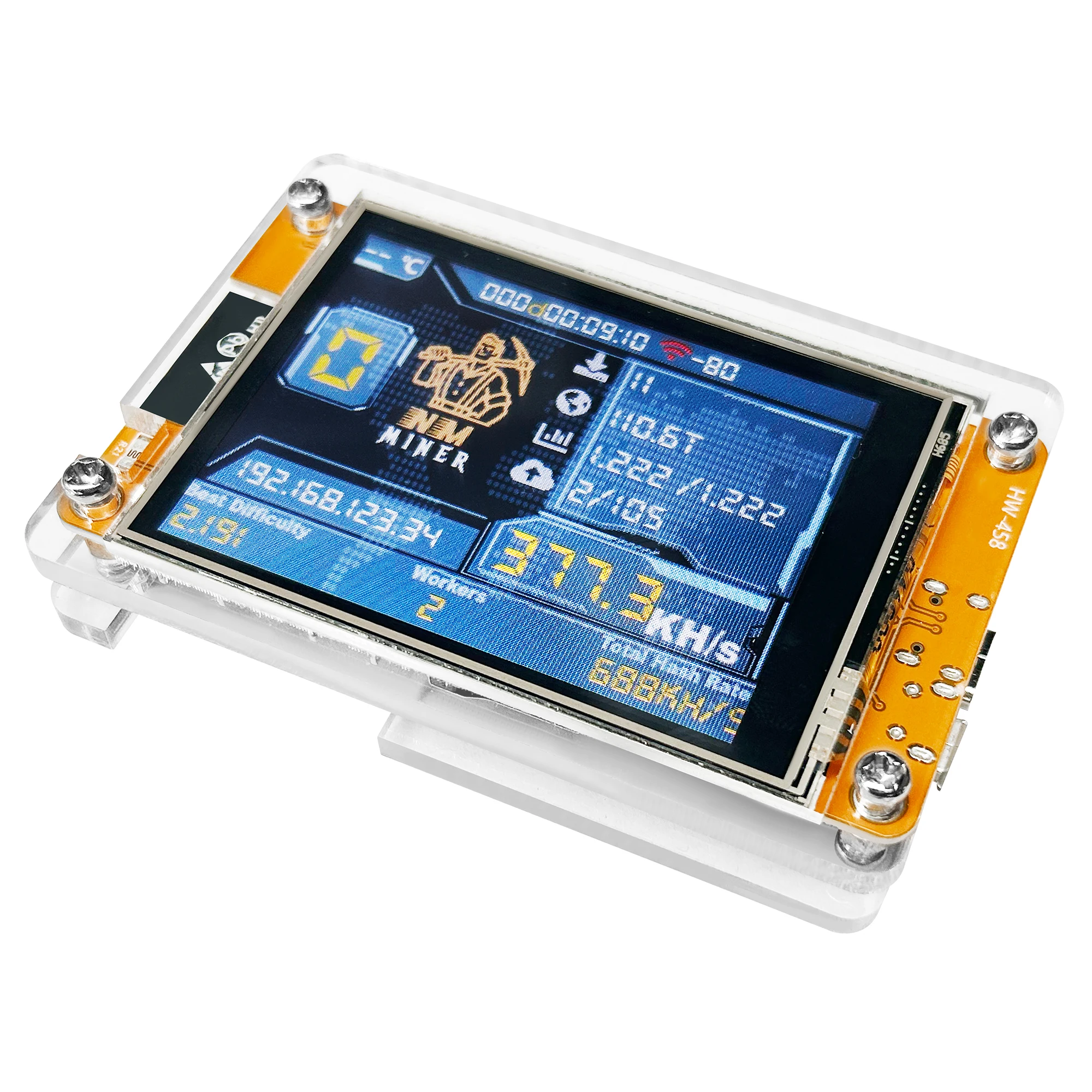 Биткойн NerdMiner V2 377KH/s ESP32 Crypto Solo Lottery NMMiner Lucky Miner Хешрейт ESP32-2432S028R 2,8-дюймовый интеллектуальный дисплей, 2 шт.