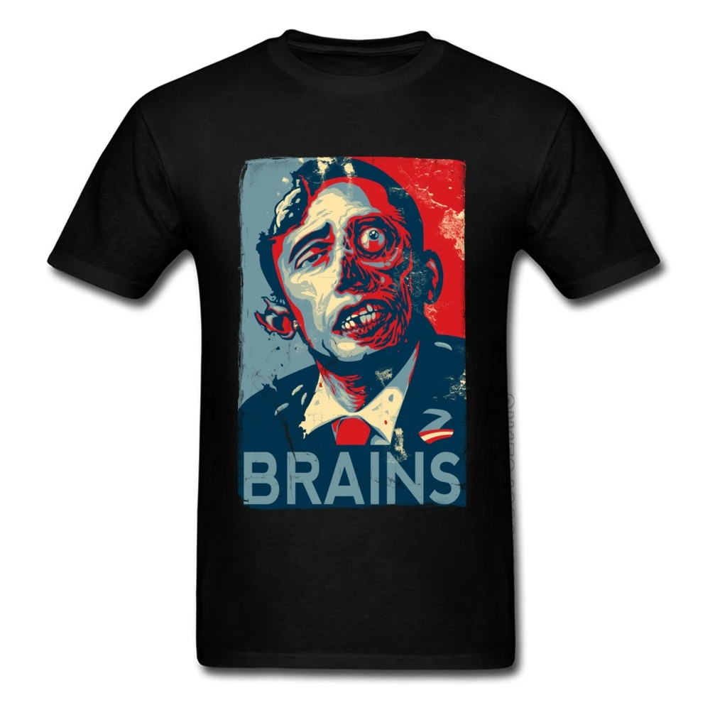 Casual Short Sleeve Crewneck Men Tshirts ZOMBAMA BRAINS Hallowmas Zombie Painting T Shirts 100% Cotton Tees Cool Tshirts