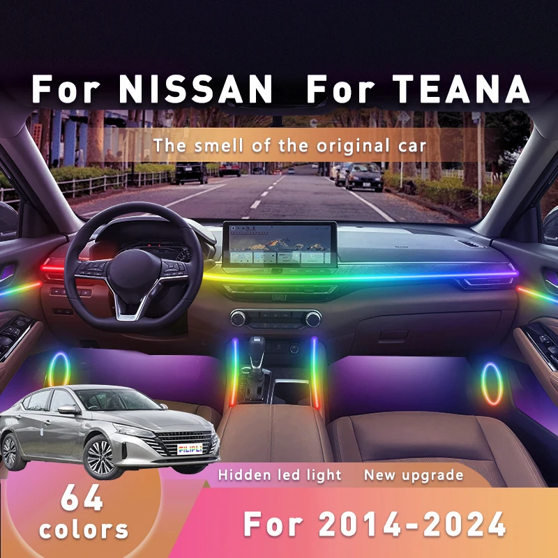

FILIPLI для NISSAN TEANA GLC260 для 2015, многоцветная лампа для ночного вождения автомобиля, киберпанк с управлением через приложение, внутреннее освещение автомобиля