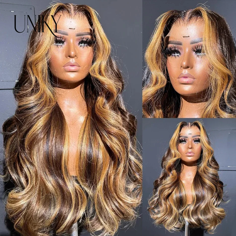 

Honey Blonde Ombre Lace Front Wig Wear Go Highlight Glueless Wig Body Wave 13x6 HD Lace Frontal Wig 100% Colored Human Hair Wigs