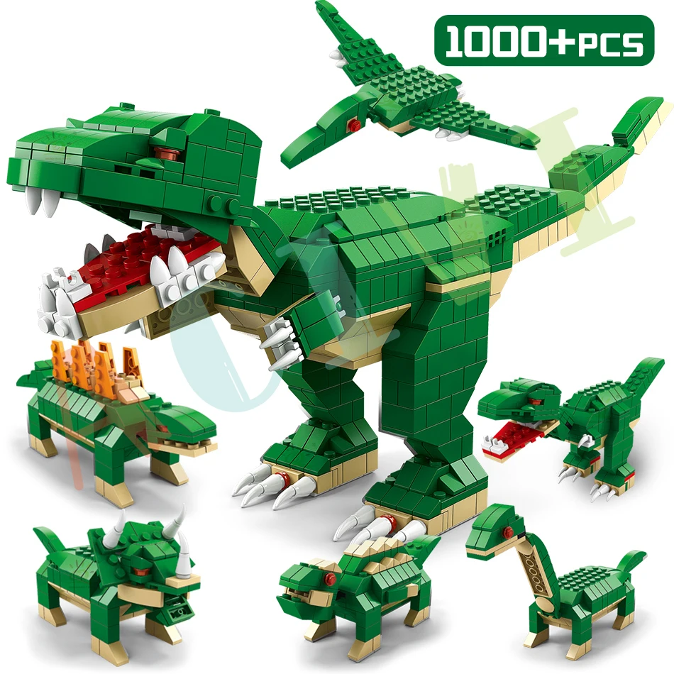 ACIVI 6in1 Jurassic Dinosaurs Tyrannosaurus Building Blocks 1000pcs Dino Park City Construction Bricks For Children Kids Toys