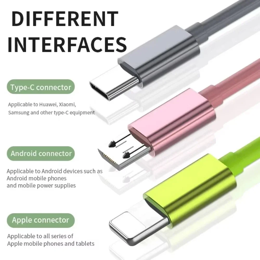 3 in 1 Telescopic Fast Charger Cable for iPhone Type C Android Mobile Phone 3A Fast Charging USB Cable for iPhone Xiaomi Samsung - Image 4