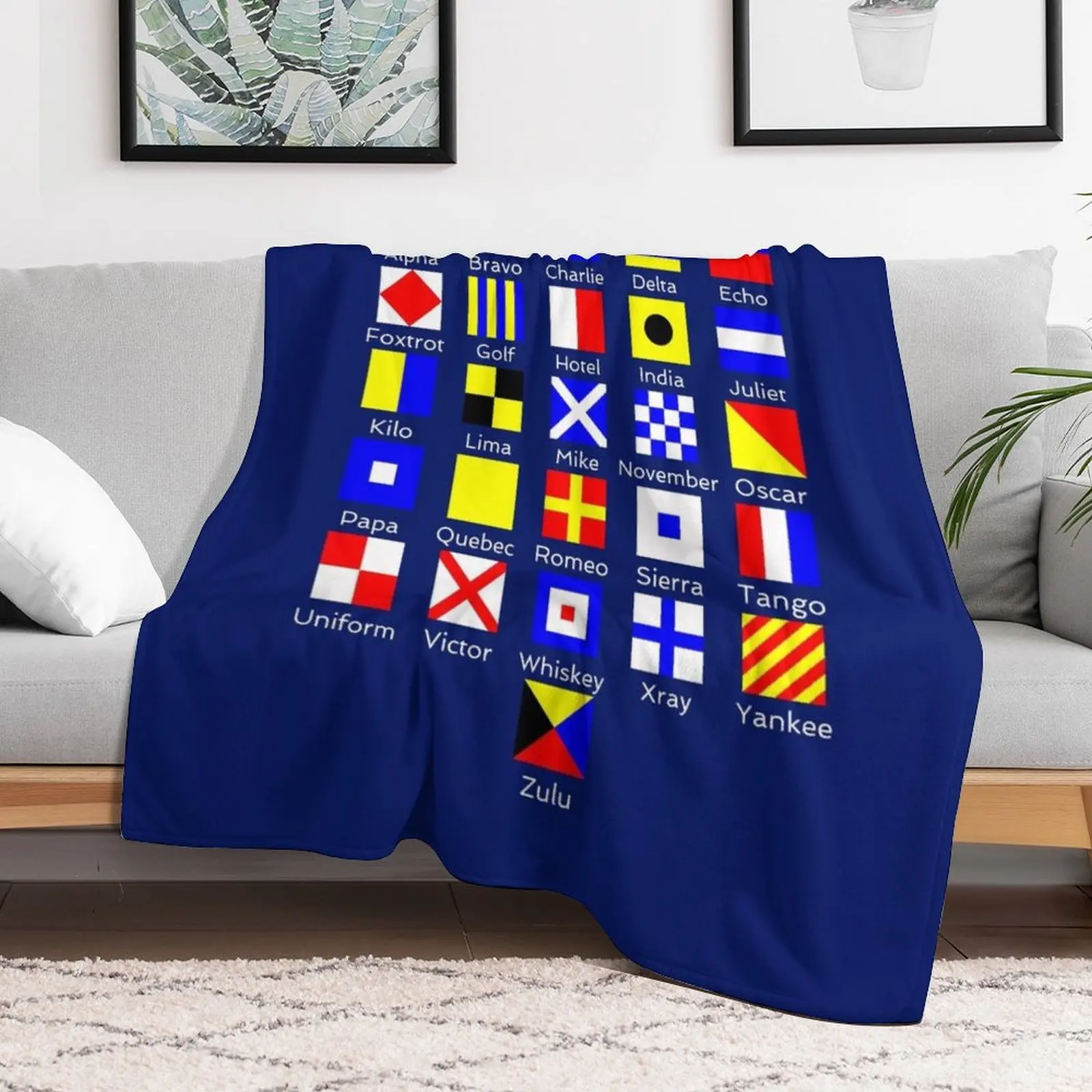 Sailing Nautical Signal Flag Alphabet Throw Blanket Fluffy Cozy Throw Blanket for Home Decor