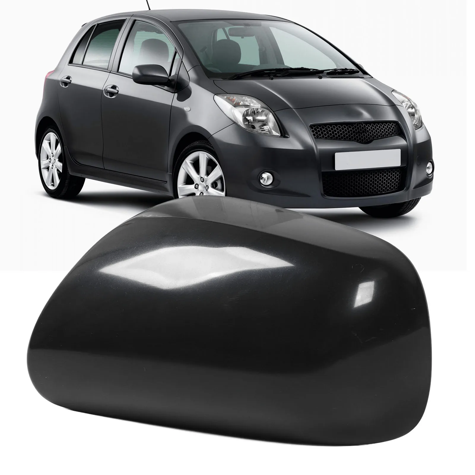 Rearview Mirror Cover Car Rearview Mirror Housing Cover Black UV Side Door Wing Mirror for Yaris 2006 to 2011