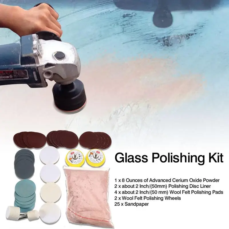 Auto Car Glass Polishing Kit Car Windshield Scratch Remover Repair Tool Waxing Polish Pad With Polishing Powder For Car Care