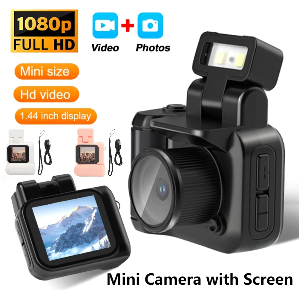 

Mini Camera with Screen HD 1080p Retro Ultra Compact Camera and Flash Light Battery Dock Portable Video Recorder Small Camcorder