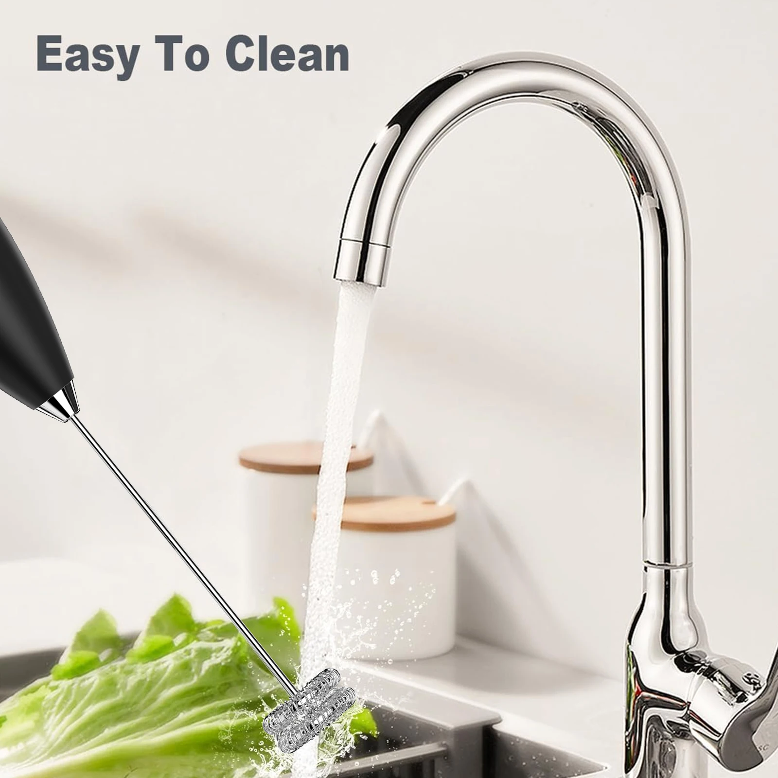 رغوة الحليب الكهربائية المحمولة مع خفاقة من الفولاذ المقاوم للصدأ قابلة للفصل مناسبة لخلط قهوة الحليب والمشروبات المختلفة