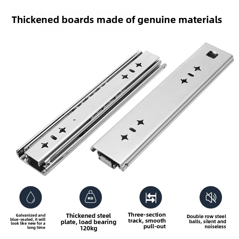 Mm Steel Heavy Duty Three Section Ball Bearing Drawer Slide Rails Quiet Operation Compatible Rv Projects