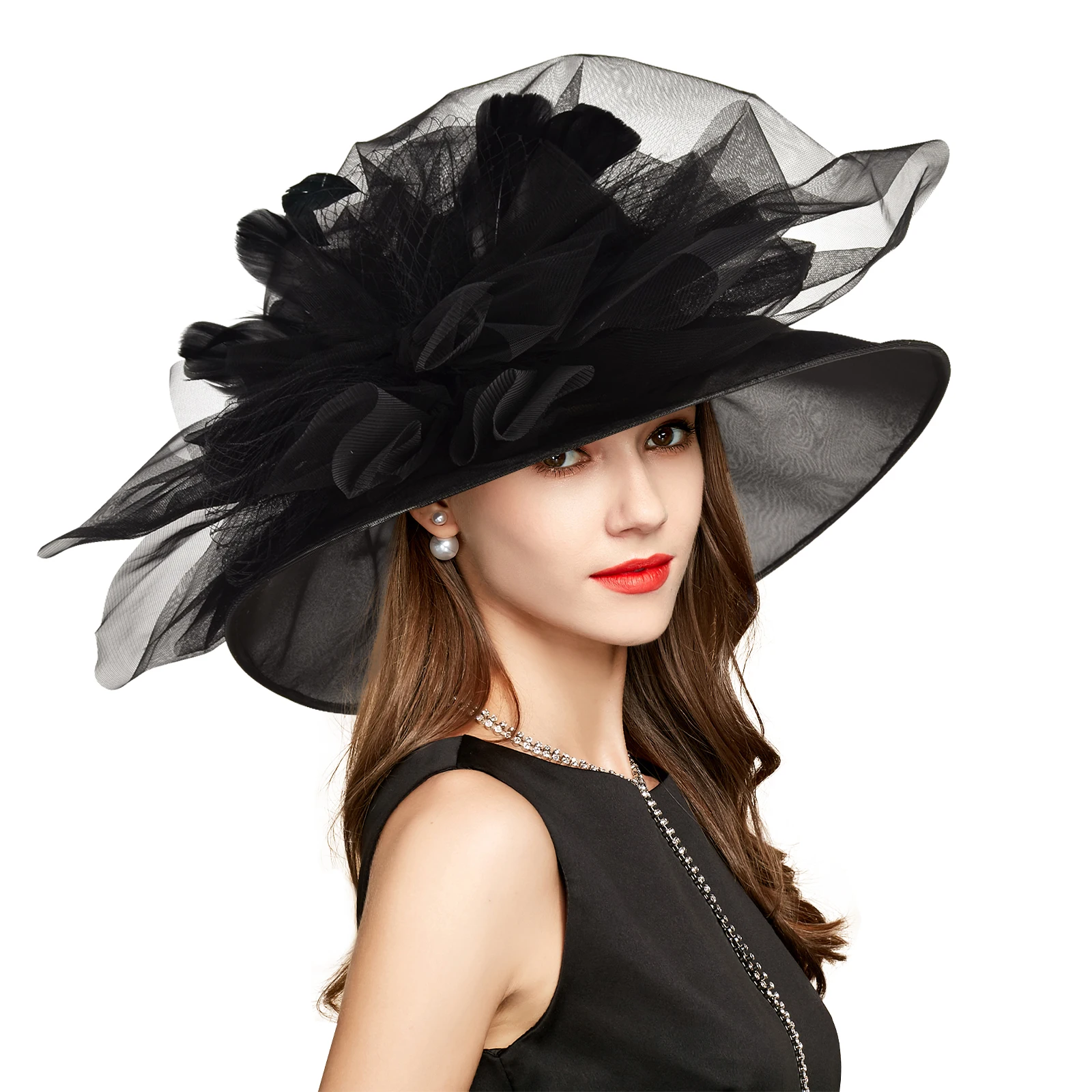 

2026 Women's Organza Kentucky Organza Fascinator Church Hats Tea Fascinator British Top Hat Tea Party Wedding Hat S10-3120