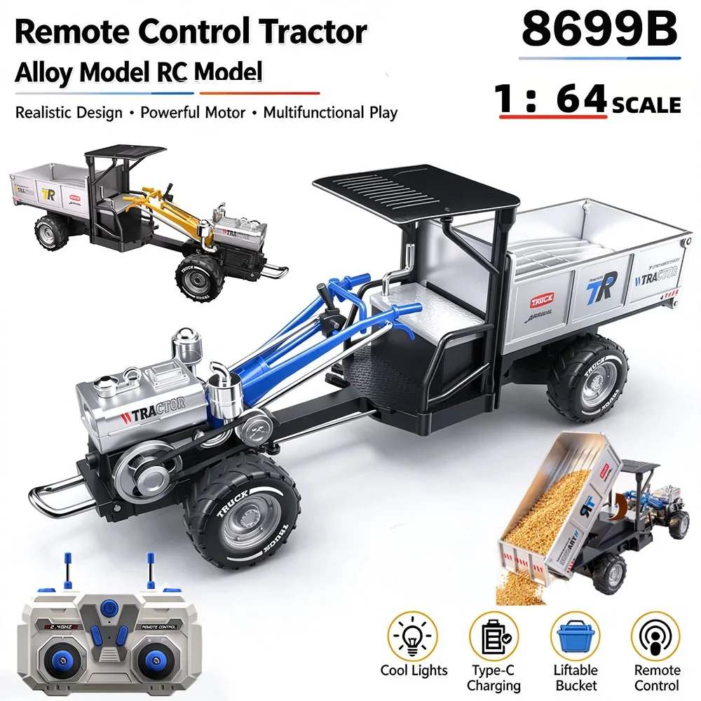 New JJRC 8699B RC Car 2.4G 1:64Full Scale Alloy Remote Control Tractor Model Machine Electric Toy Car For Kids Birthday Gift