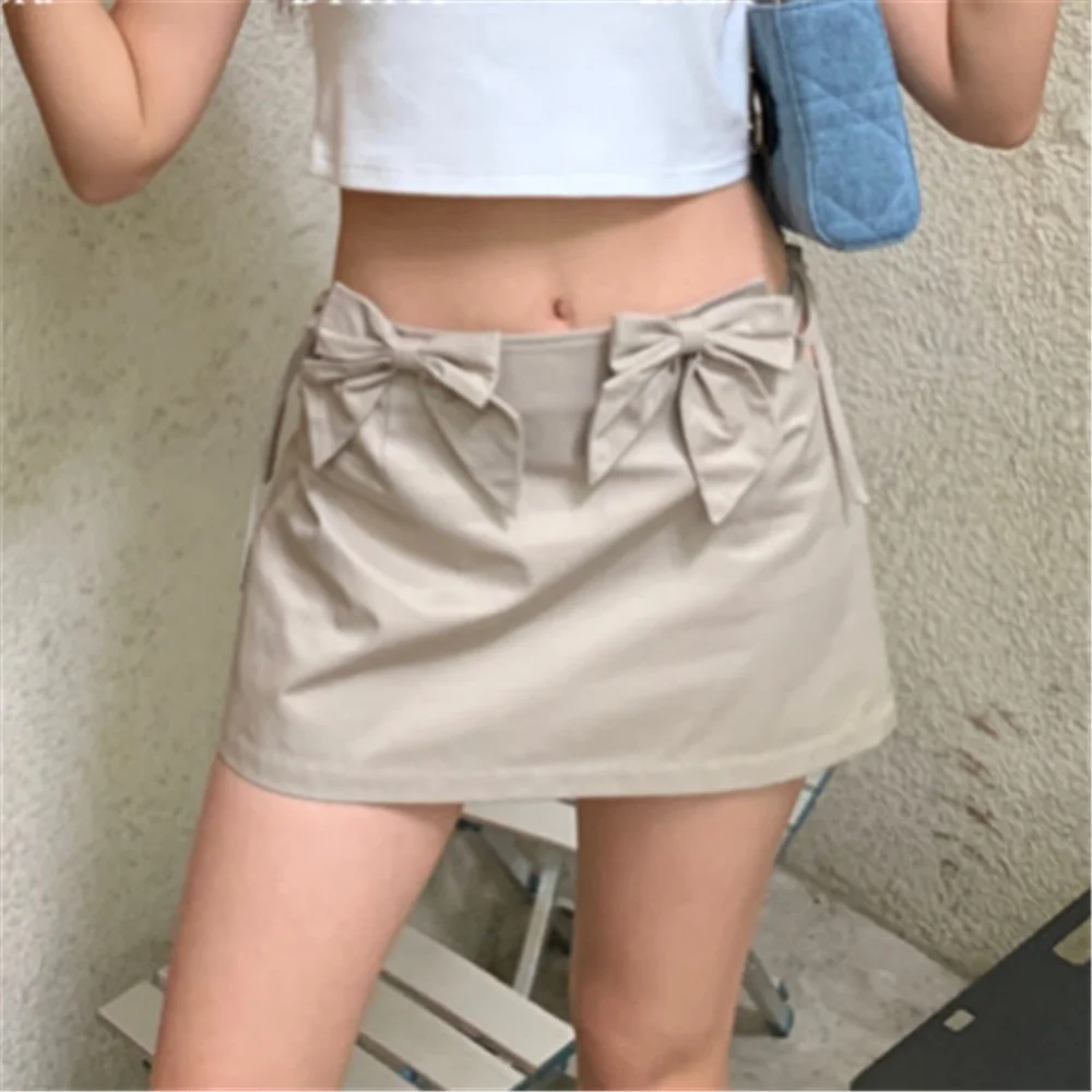 Black mini skirts for woman vintage clothes pencil skirt japanese korean fashion basic micro skirts kawaii y2k clothes bow tie