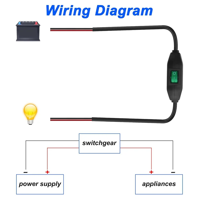 

【Ценная цена!】Подвесной переключатель управления лампой, 12 В, 24 В/3 А, линейный шнур с предустановленными обоих концах, зеленый светодиодный переключатель ВКЛ/ВЫКЛ, 0,5 м