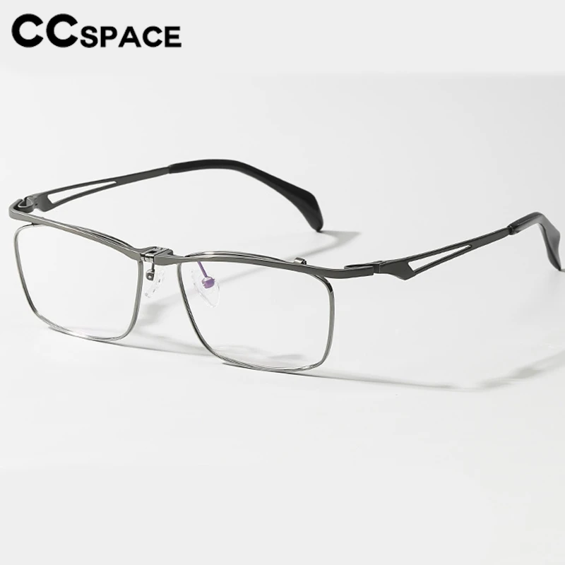 Marco de gafas Retro para hombre, marco de titanio puro con tapa cuadrada, Material ultraligero, Marco grande, hueco, espejo recetado, 53227