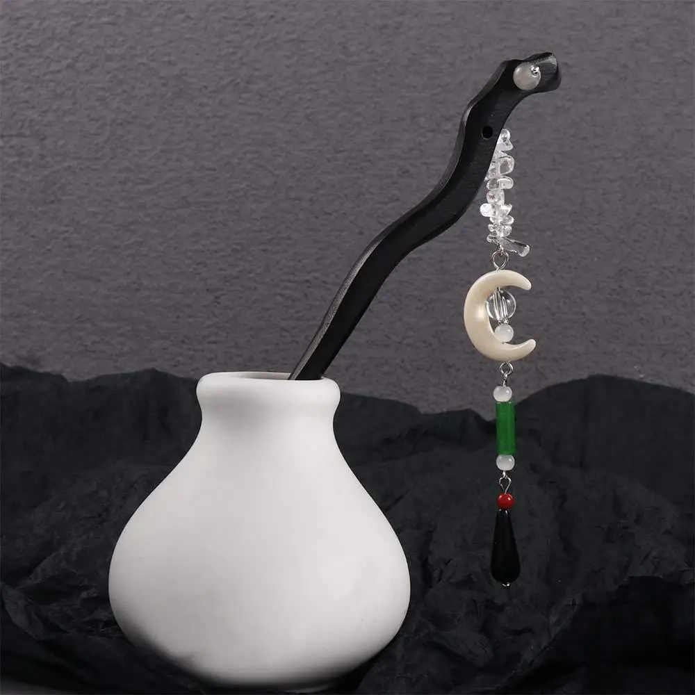 

Деревянная заколка для волос в старинном китайском стиле с кисточкой в виде луны, для ханьфу