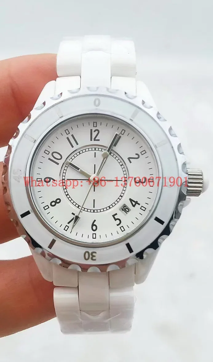 Luxury New Quartz Watch Men Women Ceramic Black White Lady Fashion Ceramica Watches 33mm 38mm