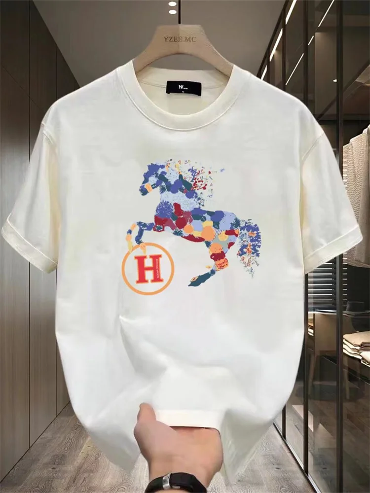 

Высококачественная легкая мужская футболка с круглым вырезом и коротким рукавом, летняя, модная, универсальная, без пришитой этикетки