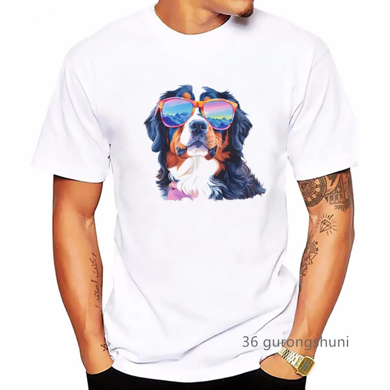 Boston Terrier/Greyhound/Bernese Mountain/Dachshund/Shih Tzu/Poodle Puppy/Cavalier King Print Tshirt Men Kawaii Dog T Shirt