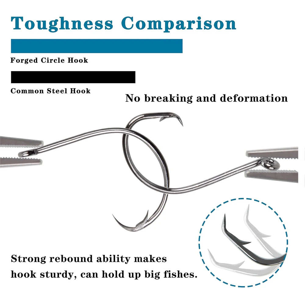 150 Uds 7384 anzuelos de pesca de acero rico en carbono, anzuelos circulares deportivos compensados, anzuelos de bagre, cebo vivo, anzuelos de pesca de agua salada - imagen 4