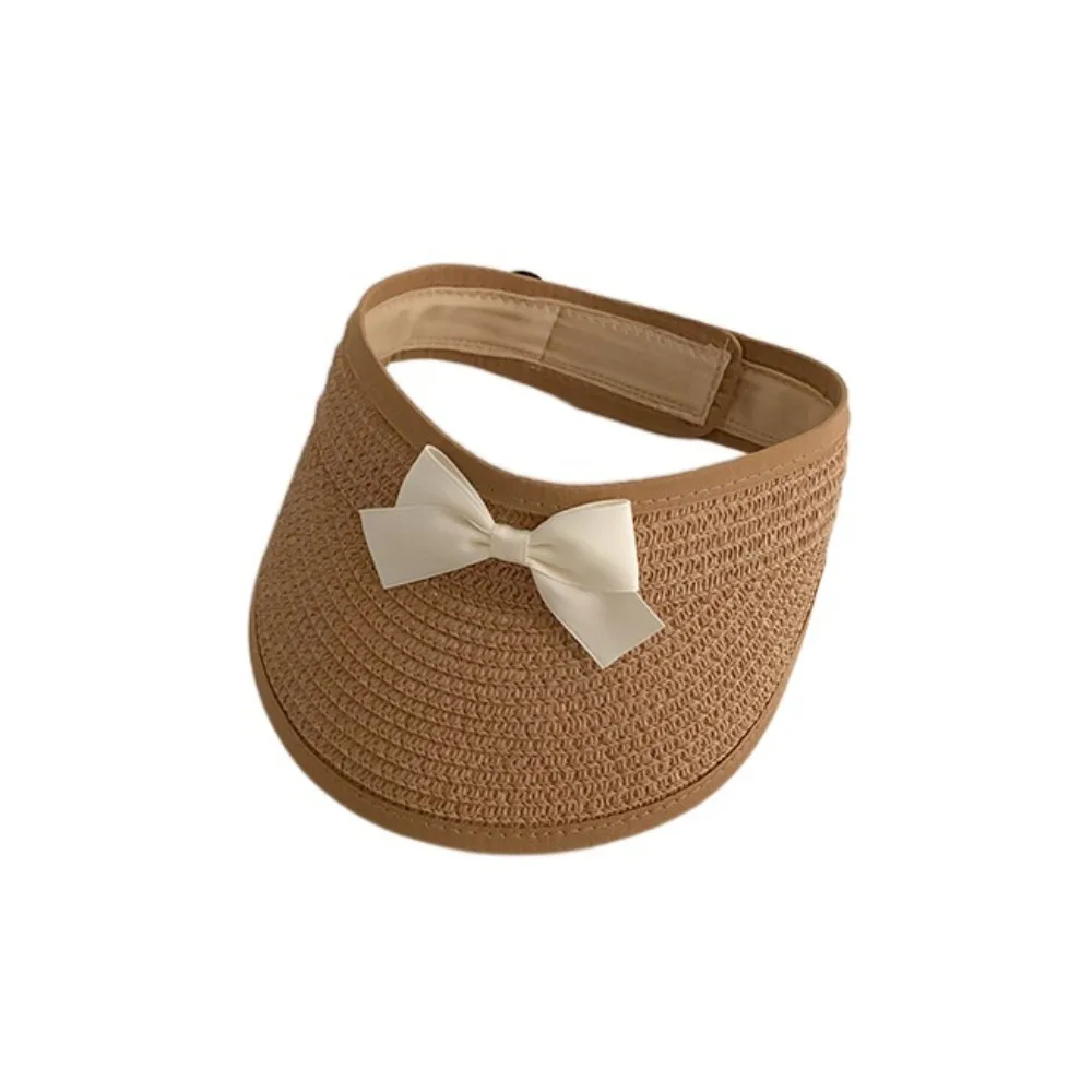 

Модные детские соломенные кепки с бантом, анти-УФ-регулируемая кепка с козырьком, дышащая пустая верхняя солнцезащитная шляпа, летняя